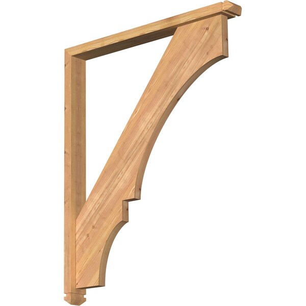 Ekena Millwork Balboa Arts and Crafts Smooth Bracket w/ Offset Brace, Western Red Cedar, 3 1/2"W x 34"D x 42"H BKT0402X34X42BOA03SWR - main
